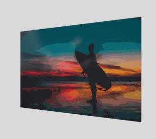 Beach Surfer Sunset Watercolor By Gypsea preview