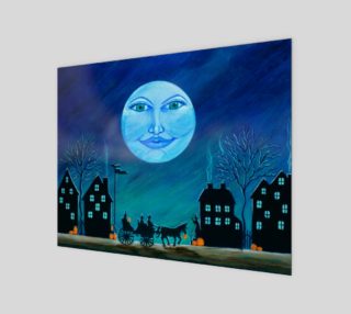 Halloween moon face art print preview