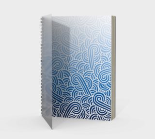 Ombré blue and white swirls doodles Spiral Notebook preview