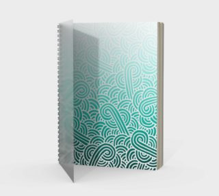 Ombré teal blue and white swirls doodles Spiral Notebook preview
