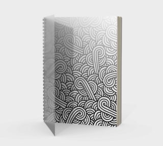 Gradient black and white swirls doodles Spiral Notebook preview