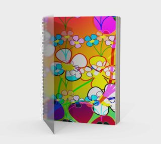Abstract Colorful Flower Art Yellow Background Spiral Notebook preview