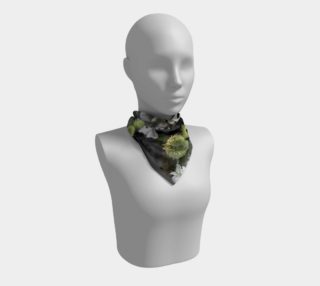 White rose black and green luxury silk scarf preview