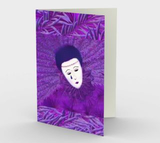Purple Festival Sad Clown Mask Stationary greeting Card aperçu