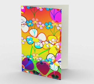 Abstract Colorful Flower Art Yellow Background Greeting Card preview