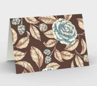Gorgeous Vintage Floral Illustration, Blue and Brown aperçu