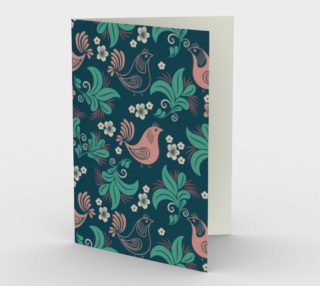 Sweet Birds and Flowers - Teal, Pink Vintage preview