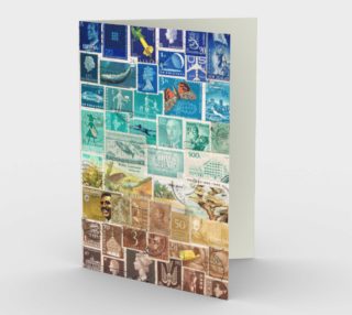 Beachy - Postage Stamp Collage Note Card aperçu