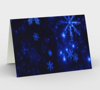 Aperçu de Deep Blue and Bright Snowflakes Landscape Greeting Card