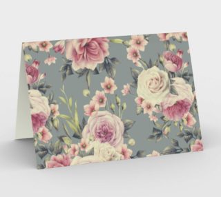 Vintage Shabby Chic Pink Roses on Green Background aperçu