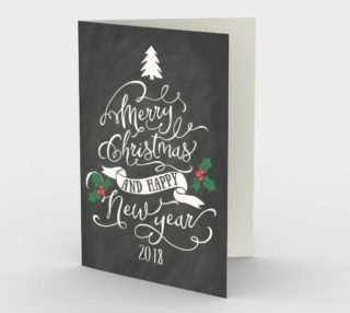 Chalkboard Whimsical Calligraphy Merry Christmas Happy New Year 2018 preview