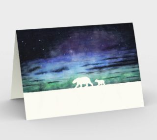 Aurora borealis and polar bears (white version) Stationery Card preview