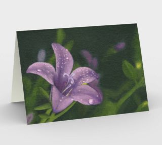 Purple lily flower with dew Stationery Card preview