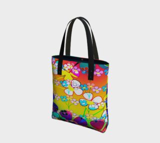 Abstract Colorful Flower Art Yellow Background Tote Bag preview