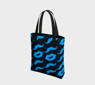 Aperçu de Neon Blue Mustache & Lips with Dark Blue Background Tote Bag