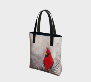 The red cardinal in winter Tote Bag preview