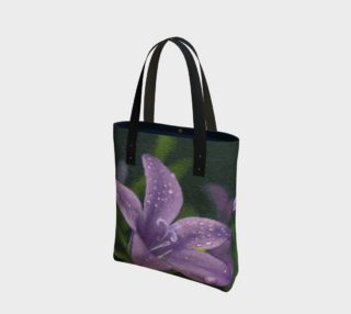 Purple lily flower with dew Tote Bag preview