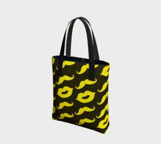 Yellow Mustache & Lips with Dark Background Tote Bag preview