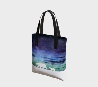 Aurora borealis and polar bears (white version) Tote Bag preview