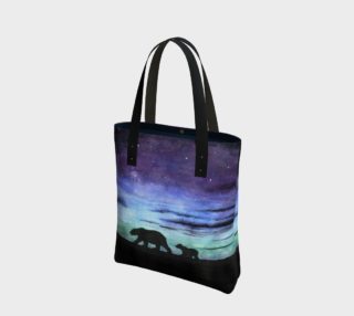 Aurora borealis and polar bears (black version) Tote Bag preview