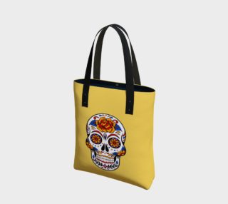 Aperçu de Sugar Skull, Primrose Yellow Background, Day of the Dead, Tote Bag