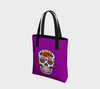 Aperçu de Sugar Skull, Purple Background, Day of the Dead, Tote Bag