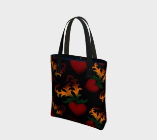 Flourish Hearts On Black Tote Bag preview