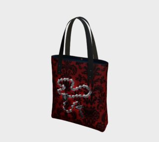 Silver Rosary Red Damask Goth Art Tote Bag preview