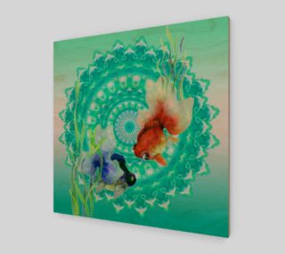 Cute Watercolor Guppy Fishes Mandala turquoise preview