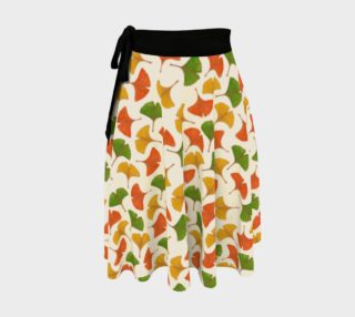Fall ginkgo biloba leaves pattern Wrap Skirt preview