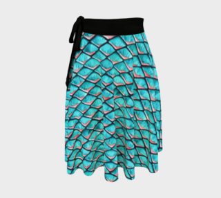 Teal blue and coral pink arapaima mermaid scales pattern Wrap Skirt aperçu