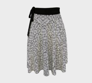 Black and white swirls doodles Wrap Skirt preview