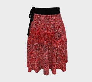 Red and black swirls doodles Wrap Skirt aperçu