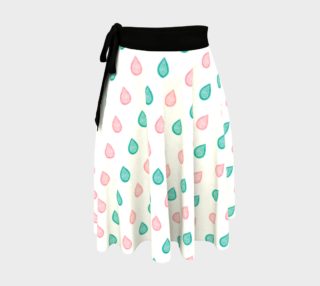 Teal blue and coral pink raindrops Wrap Skirt aperçu