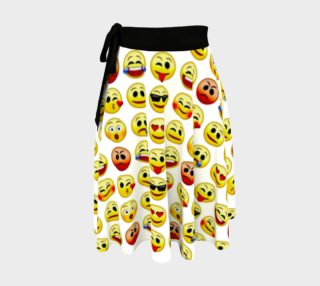 Aperçu de Emoji Faces White Background Wrap Skirt, AOWSGD