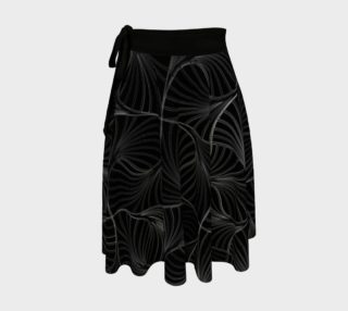 Black with Grey Circular Geometric Abstract Wrap Skirt, AOWSGD preview
