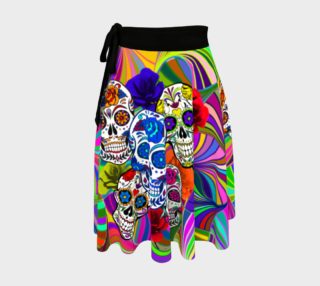 Aperçu de Sugar Skulls Circular Colorful Geometric Abstract Wrap Skirt, AOWSGD