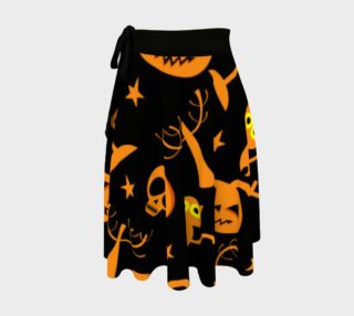Halloween Symbols - Cats, Pumpkins, Stars, Skulls - Black Background aperçu