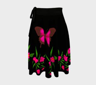 Pink Flowers and Butterflies with Black Wrap Skirt, AOWSGD aperçu