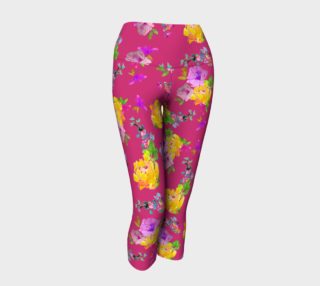 Summery Blooms with Pink Yarrow Ladies Capri preview