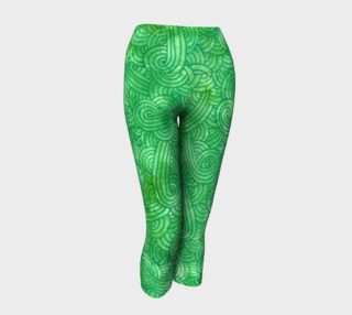 Green swirls doodles Yoga Capris preview