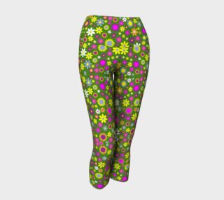 Green Floral Pattern Yoga Capris preview
