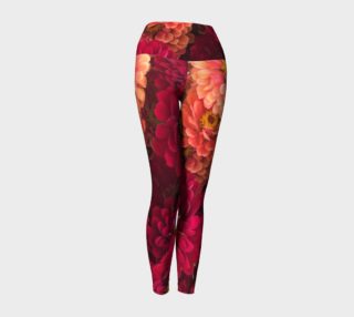Peach and Pink Zinnias Yoga Leggings preview