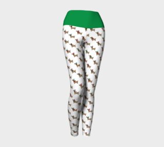 Dachshund Through the Snow Yoga Leggings with Green Band preview