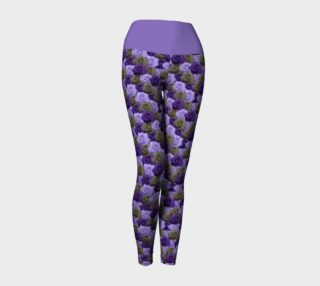 Aperçu de Roses Yoga Leggings with Purple Band