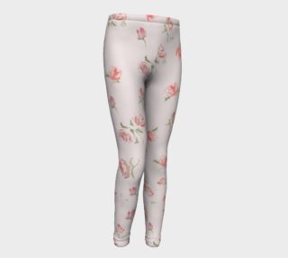 girl leggings pink roses print cute yoga pant leggings for youth  preview