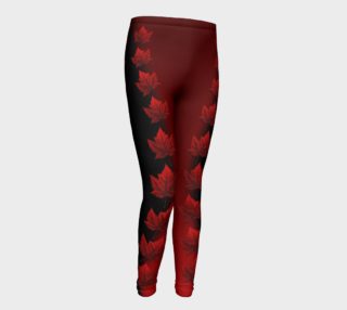 Aperçu de Kid's Canada Leggings - Red & Black Stretchy Pants