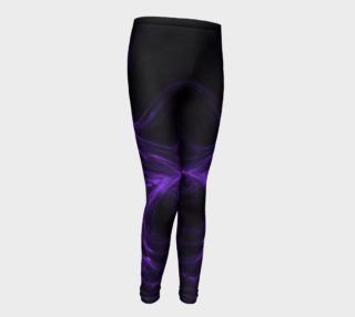 Purple Fractal on Black Youth Leggings preview