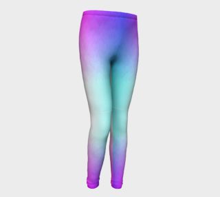 Four Color Ombre Cyan Purple, Pink and White Flame  Youth Leggings preview