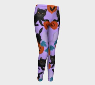 Cat and Pumpkin Purple Leggings preview